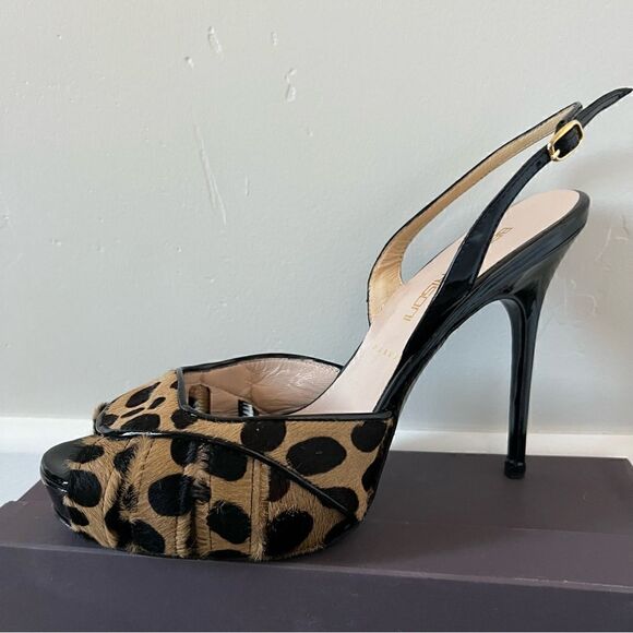 NIB BRUNO FRISONI ROGER VIVIER Animal/Pony Black patent Sandal Heels sz11 - Picture 9 of 17